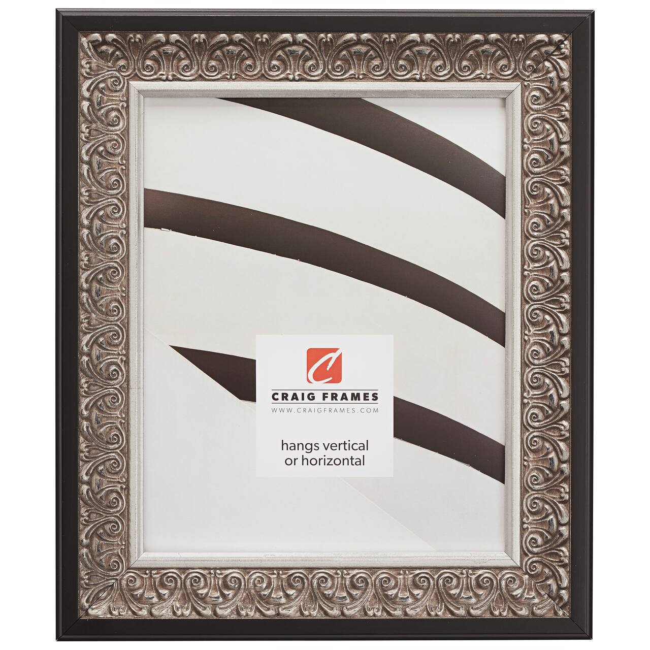Craig Frames Furio Distressed Silver and Black Picture Frame